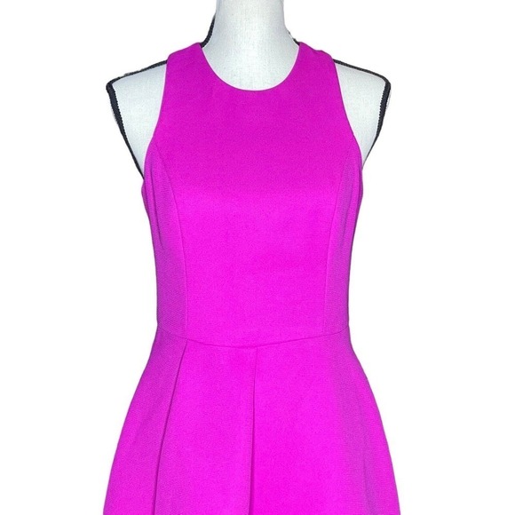 Adelyn Rae Women’s Dress Racerback Ruffle Fit & Flare Skater Small Magenta Pink - Picture 2 of 12
